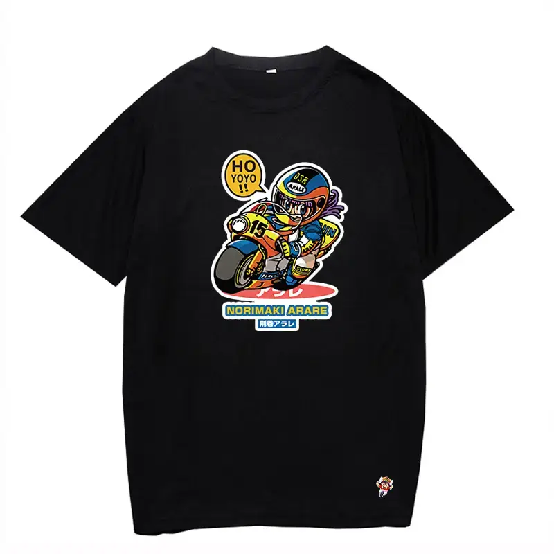 Alalalei Anime Motorcycle T-Shirt Black Round Neck