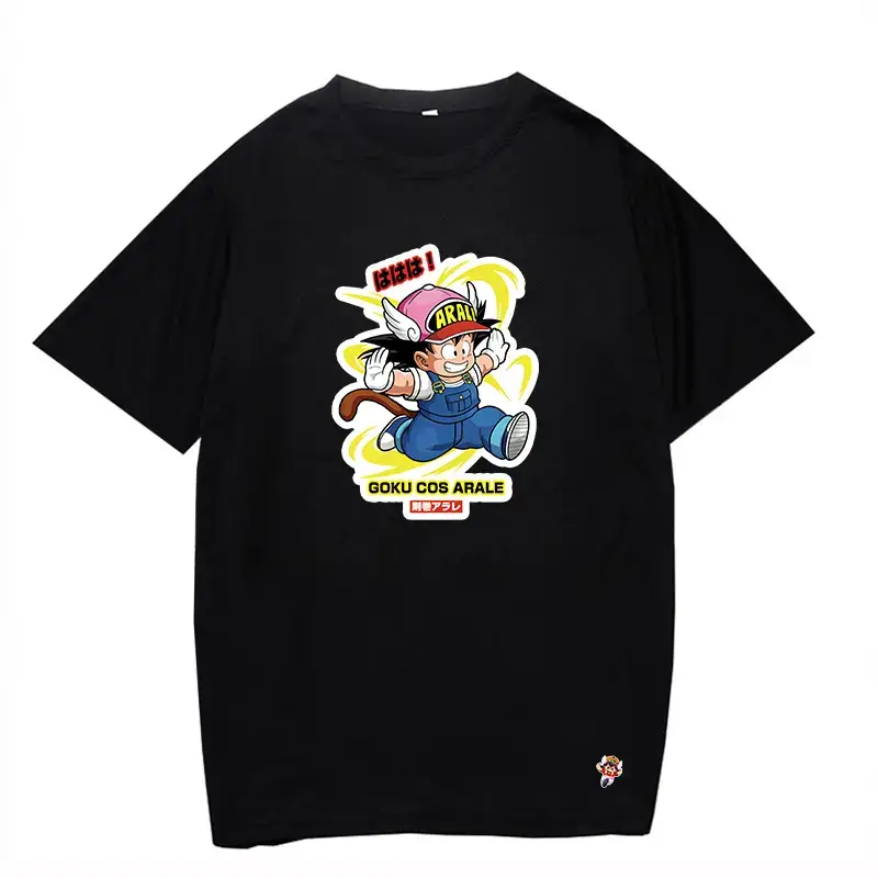 Alalalei Anime Motorcycle T-Shirt Black Round Neck