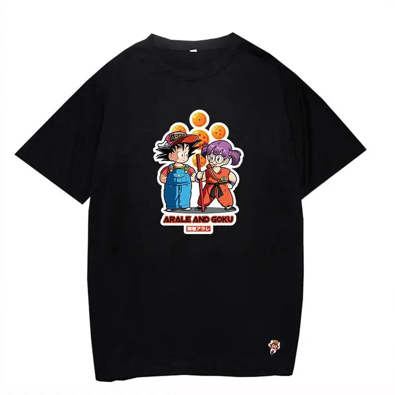 Alalalei Anime Motorcycle T-Shirt Black Round Neck