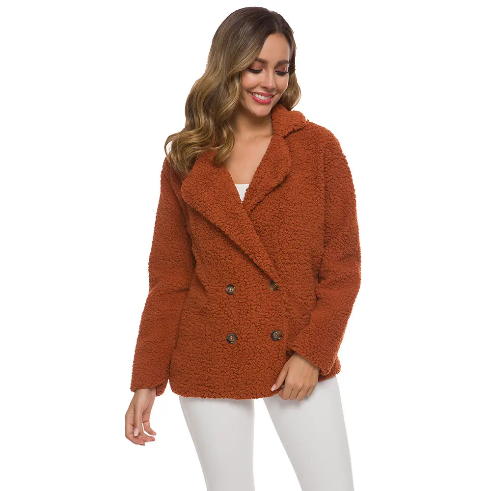 Women's Winter Lamb Velvet Jacket Brown - Image 13