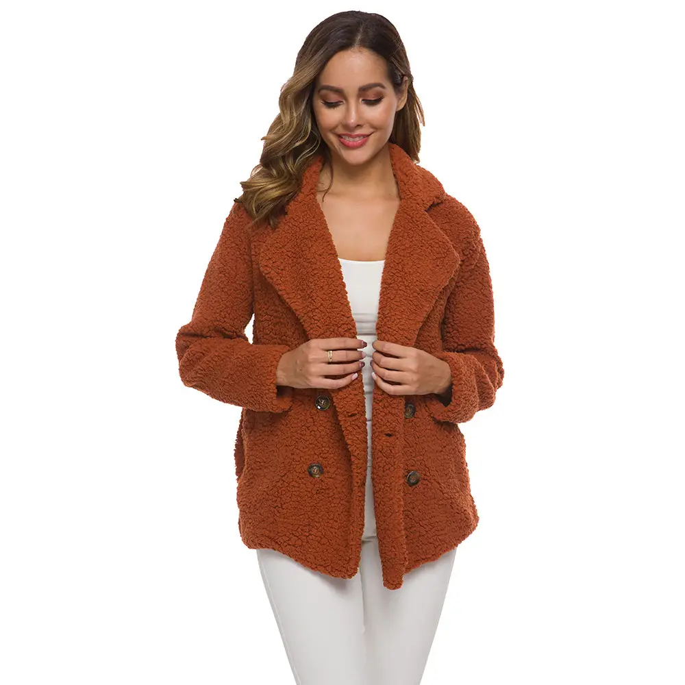 Women's Winter Lamb Velvet Jacket Brown - Image 15