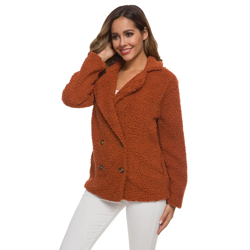 Women's Winter Lamb Velvet Jacket Brown - Image 16