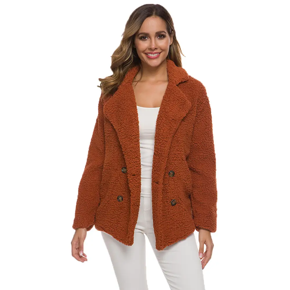 Women's Winter Lamb Velvet Jacket Brown - Image 11