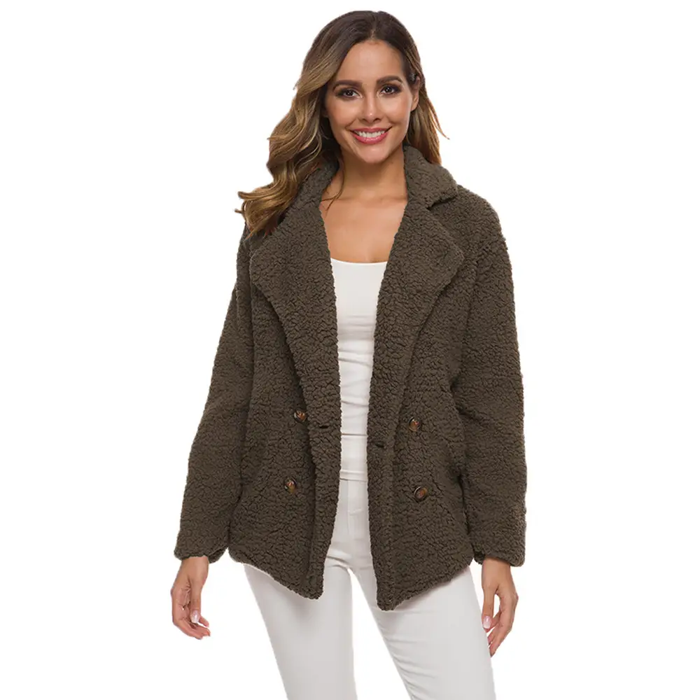 Women's Winter Lamb Velvet Jacket Brown - Image 6