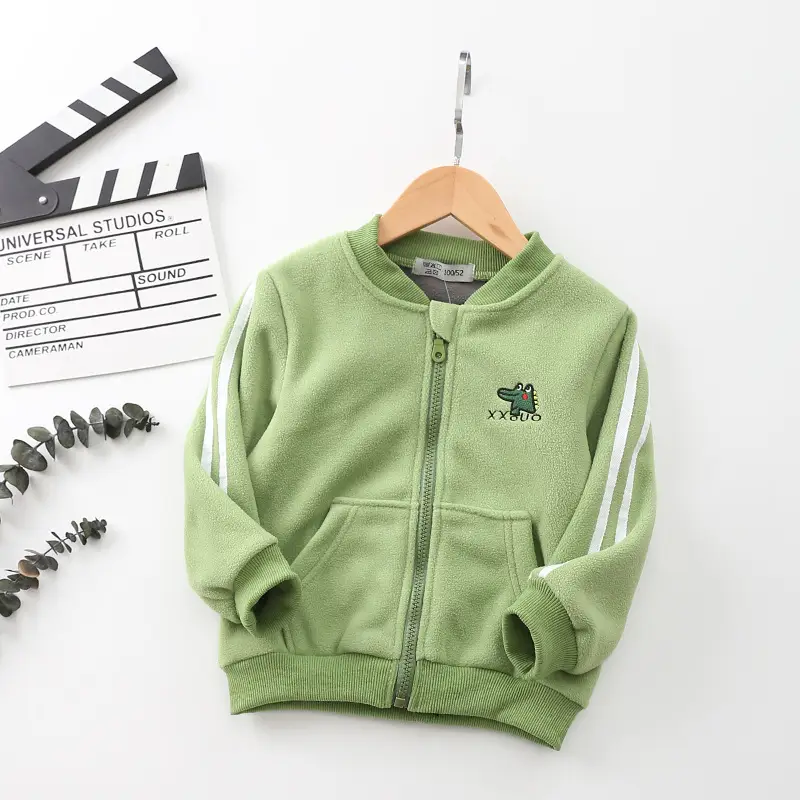 Orange Korean Style Fleece Jacket for Kids - Image 7
