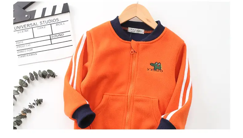Orange Korean Style Fleece Jacket for Kids — feature 14