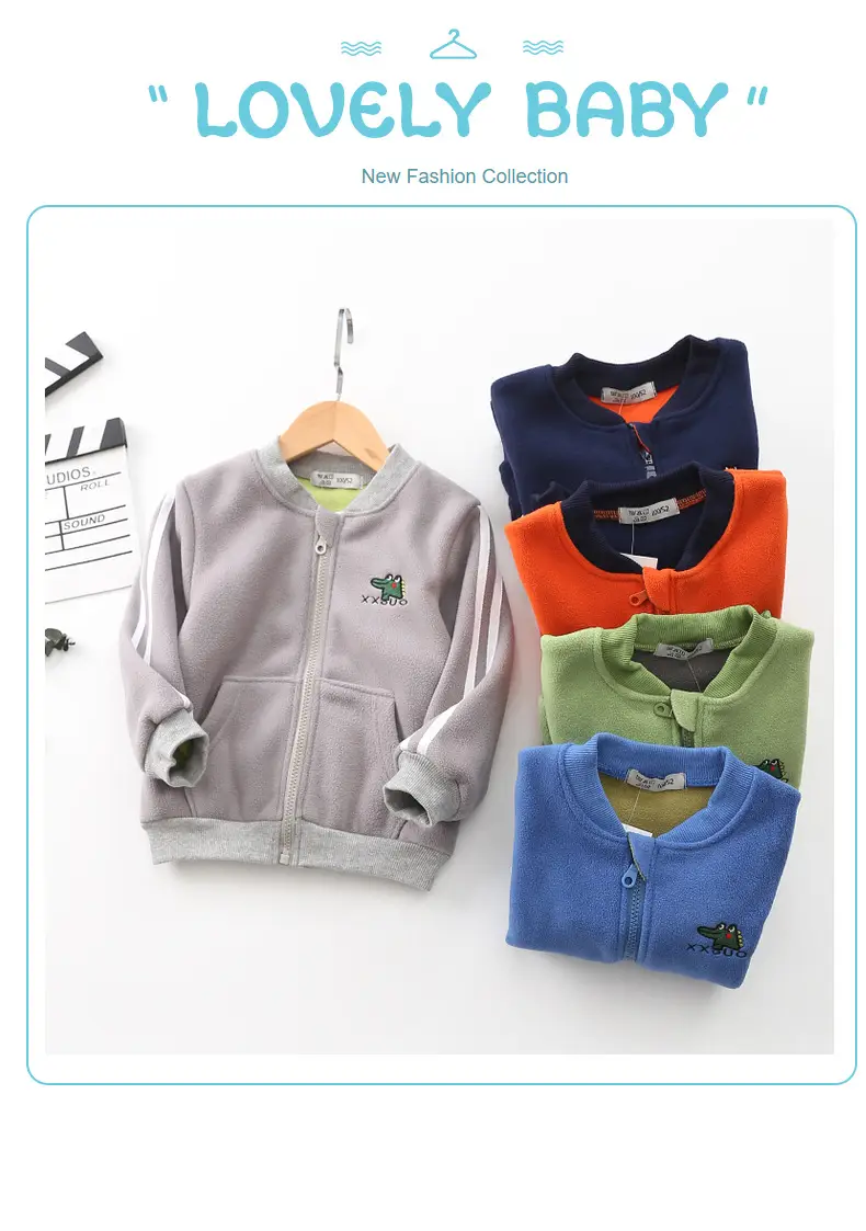 Orange Korean Style Fleece Jacket for Kids — feature 3