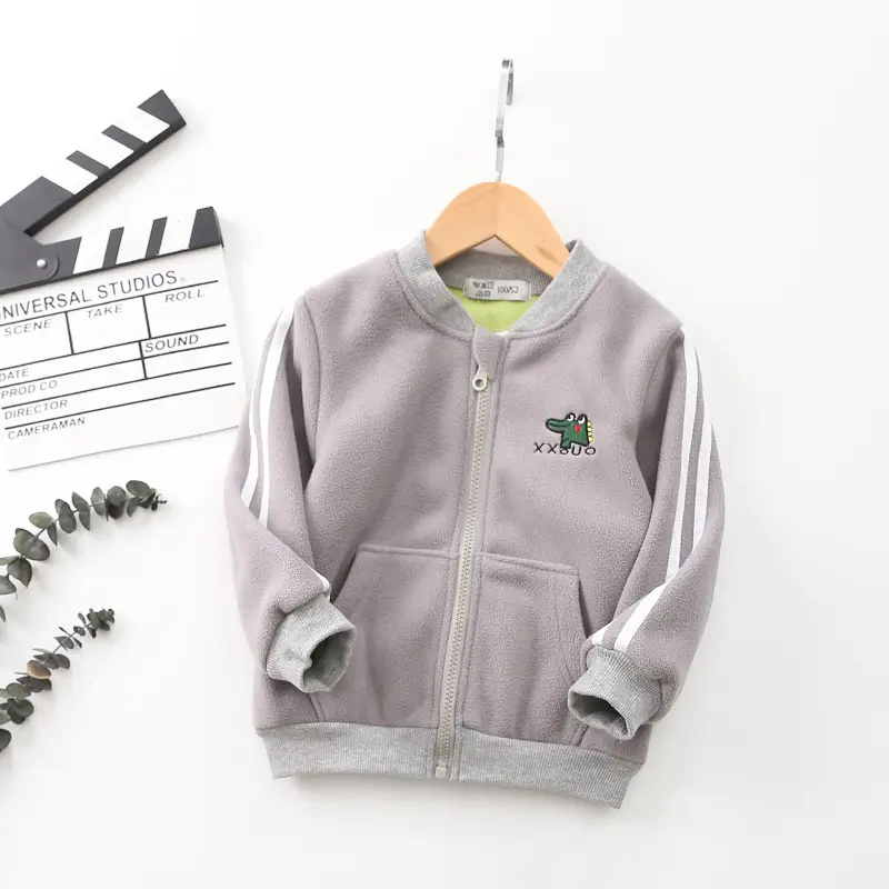 Orange Korean Style Fleece Jacket for Kids - Image 4