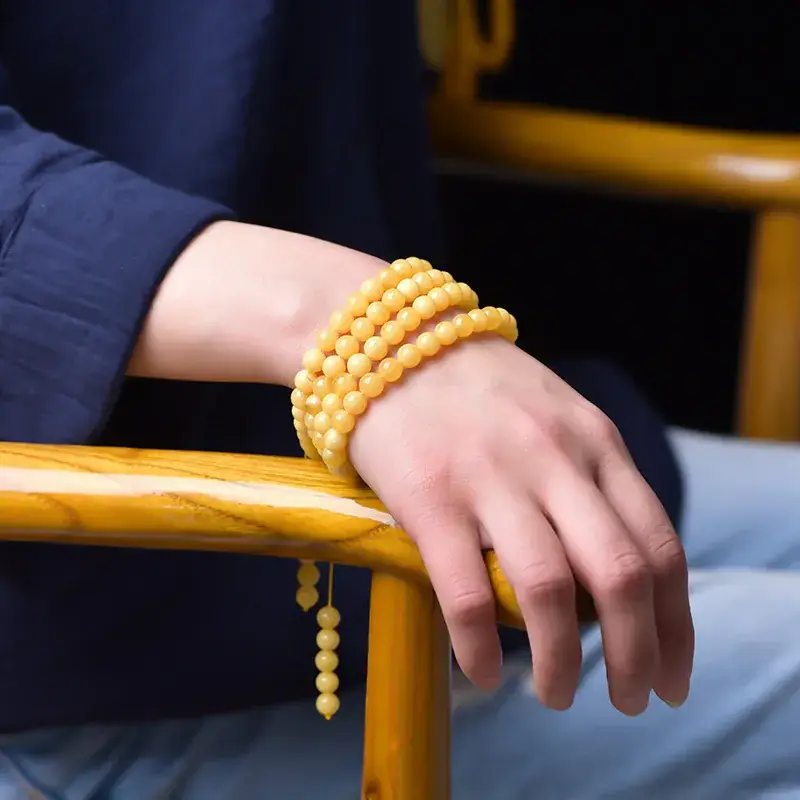 Yellow Beeswax Multi-Circle Bracelet for Men Women - Image 4
