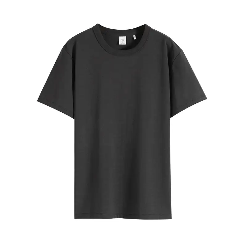 Men's Black Cotton T-Shirt Short Sleeve Crew Neck - Image 2