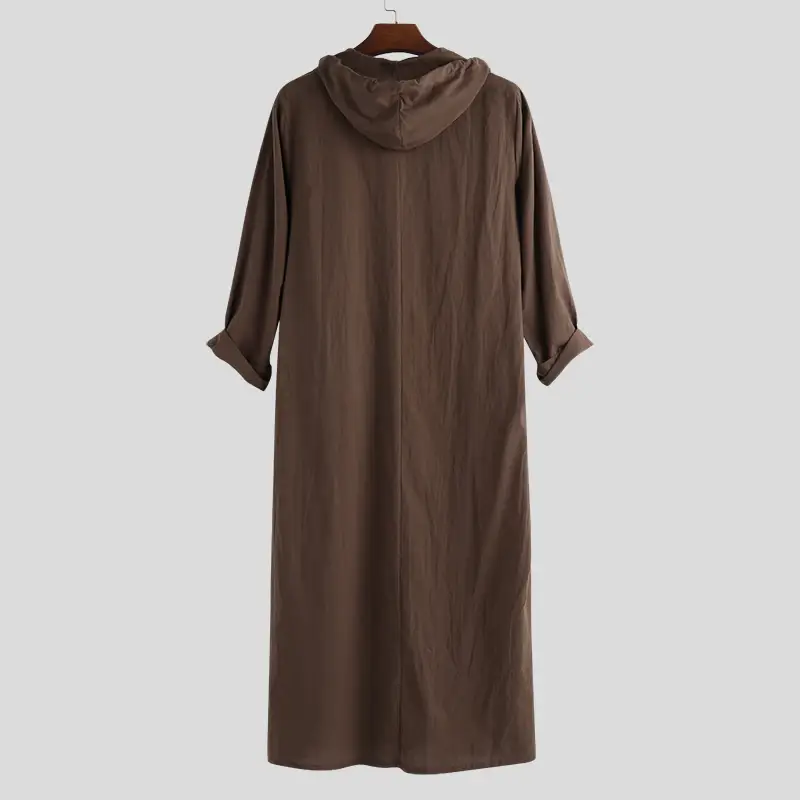2025 Long Men's Hooded Muslim Robe Brown — feature 11