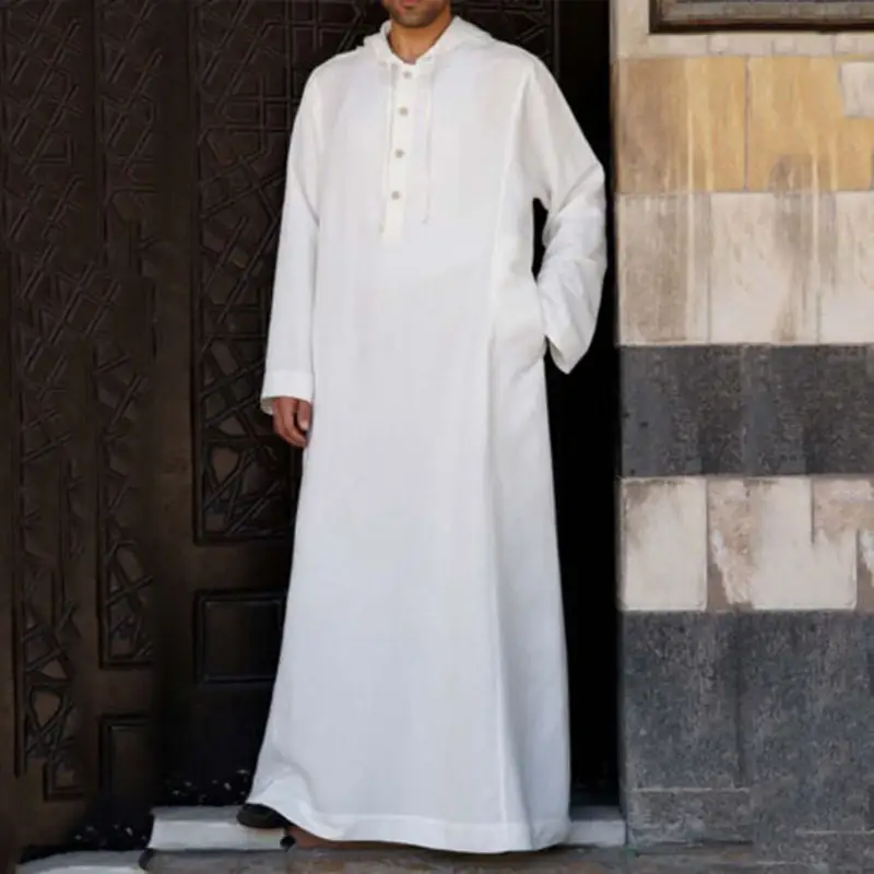 2025 Long Men's Hooded Muslim Robe Brown — feature 5