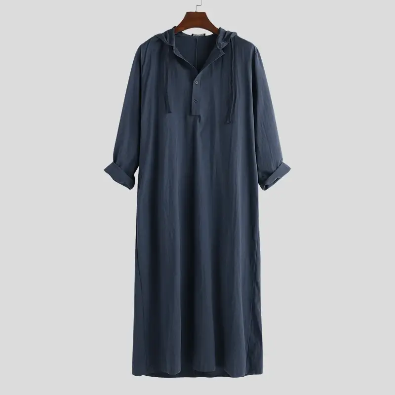 2025 Long Men's Hooded Muslim Robe Brown — feature 7