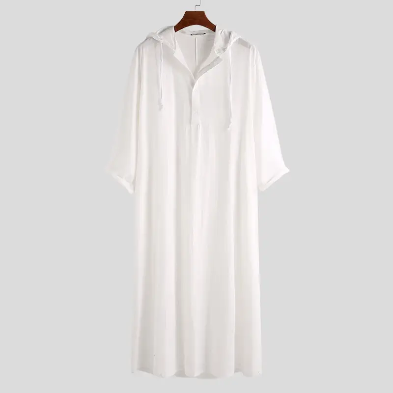 2025 Long Men's Hooded Muslim Robe Brown — feature 9