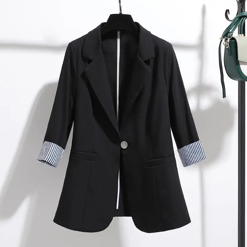 Women's New Korean-style Slim-Fit Draped Suit Jacket Beige 2022 — feature 14