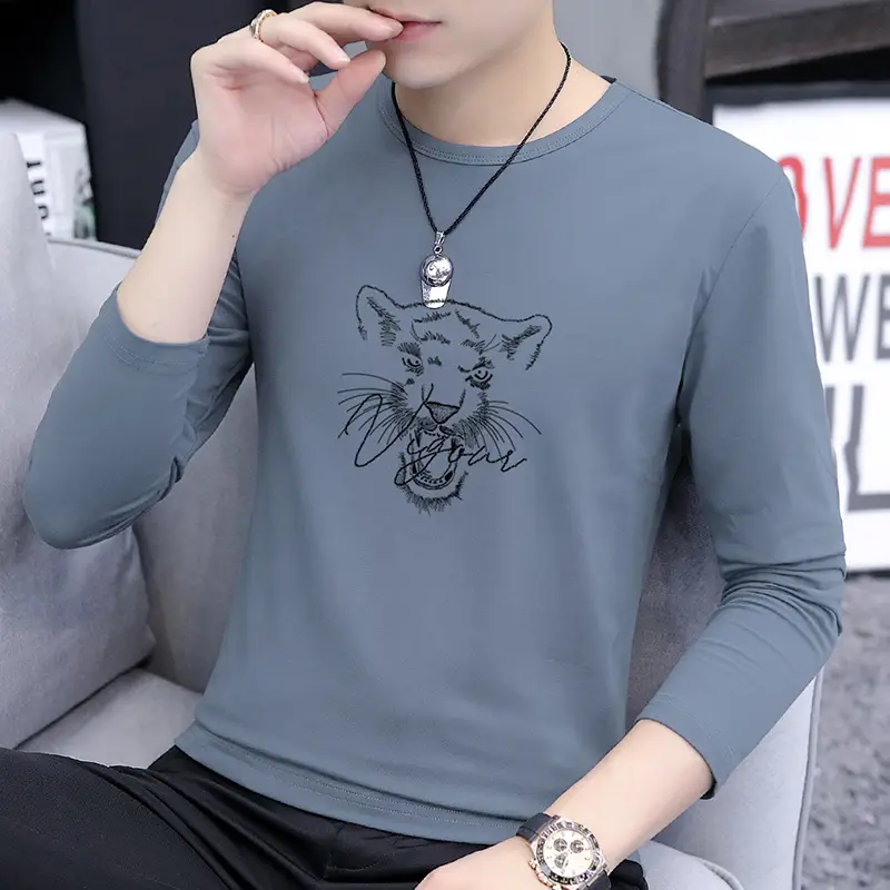 Men's White Long Sleeve Tiger Print T-Shirt - Image 4