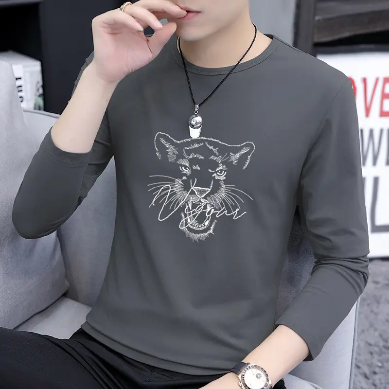 Men's White Long Sleeve Tiger Print T-Shirt - Image 5
