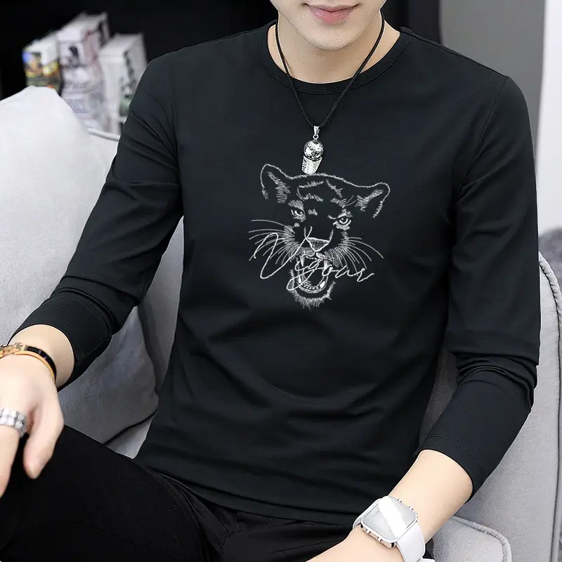 Men's White Long Sleeve Tiger Print T-Shirt - Image 2