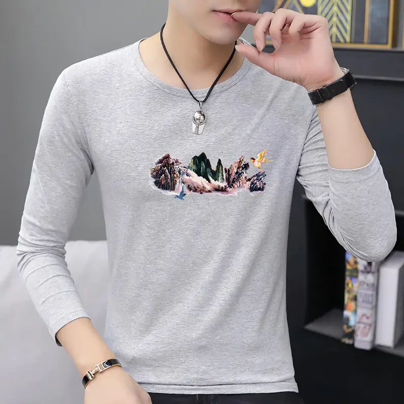 Men's White Long Sleeve Tiger Print T-Shirt - Image 8
