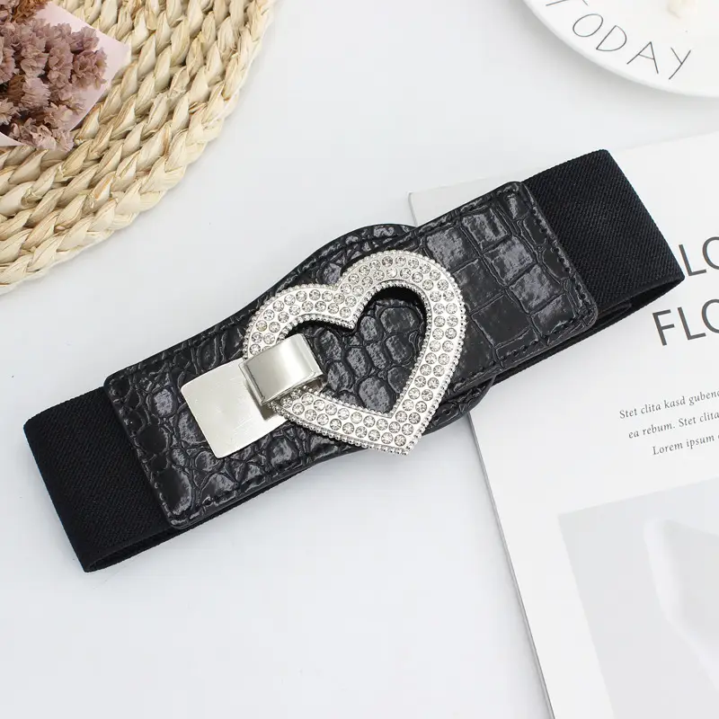 Black Crown & Heart Buckle Belt for Women 5cm Wide - Image 6