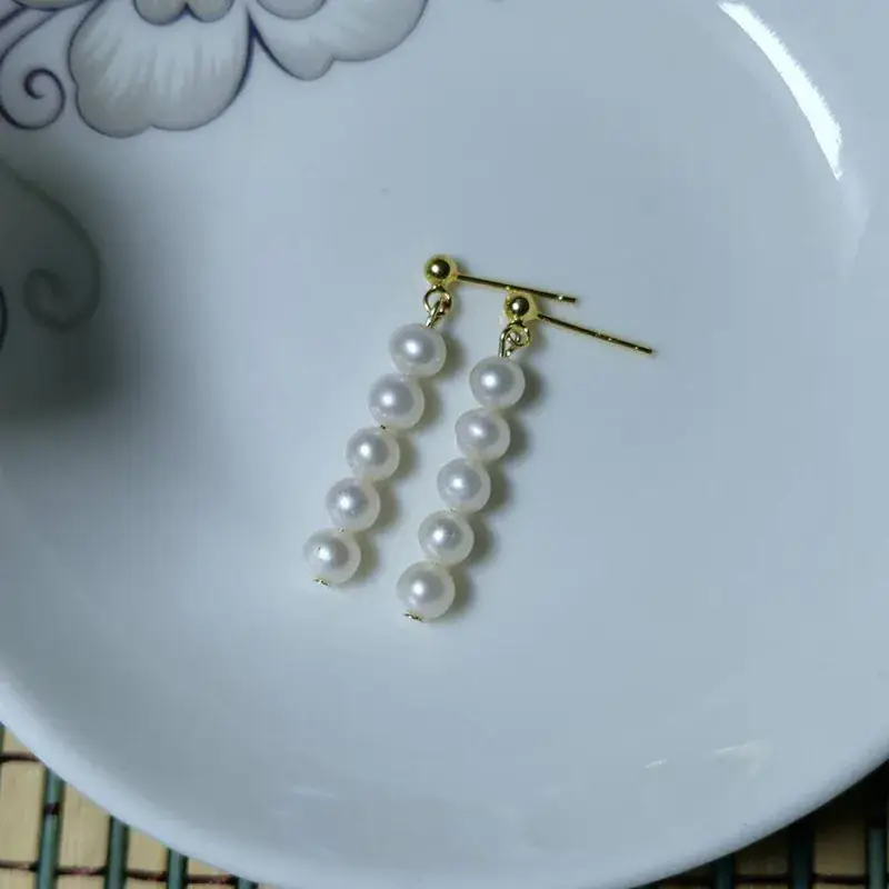 Natural Pearl Earrings 5-6mm S925 Sterling Silver