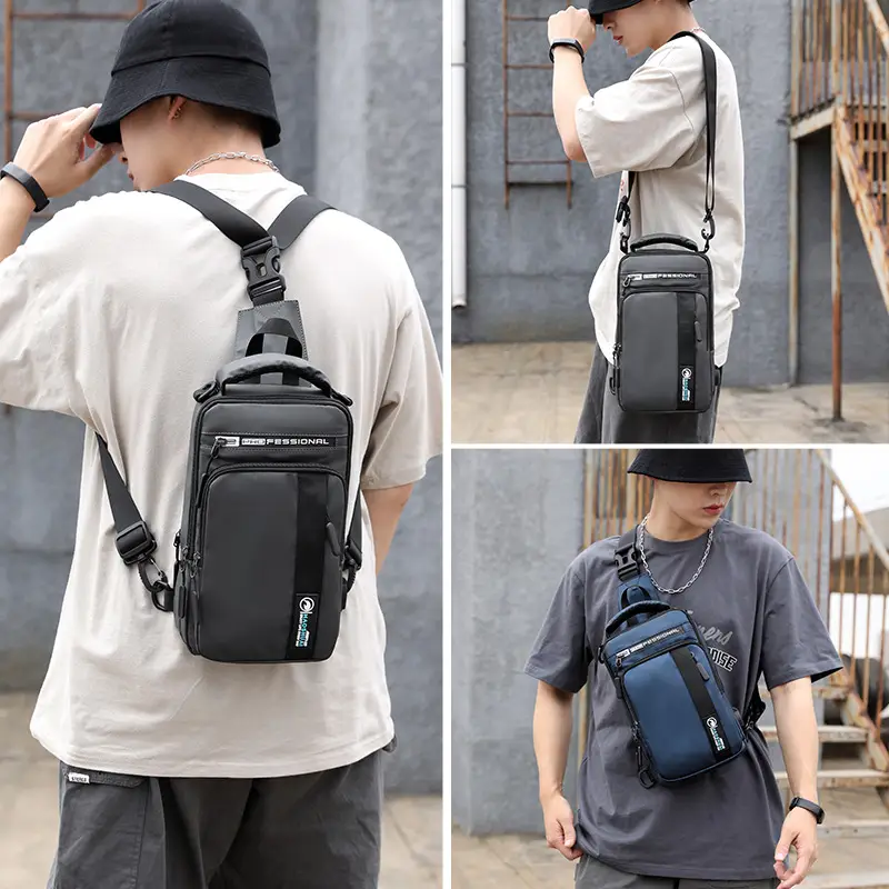 Men's Professional USB Charging Crossbody Bag Grey - Image 7