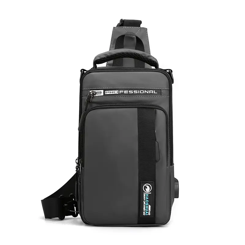 Men's Professional USB Charging Crossbody Bag Grey - Image 4
