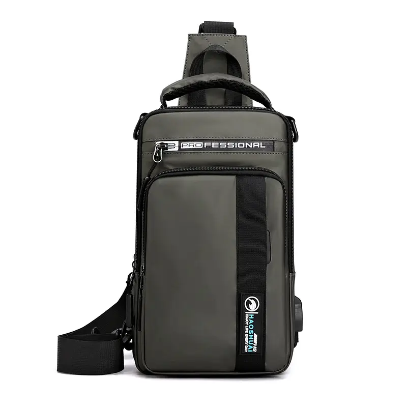 Men's Professional USB Charging Crossbody Bag Grey - Image 5