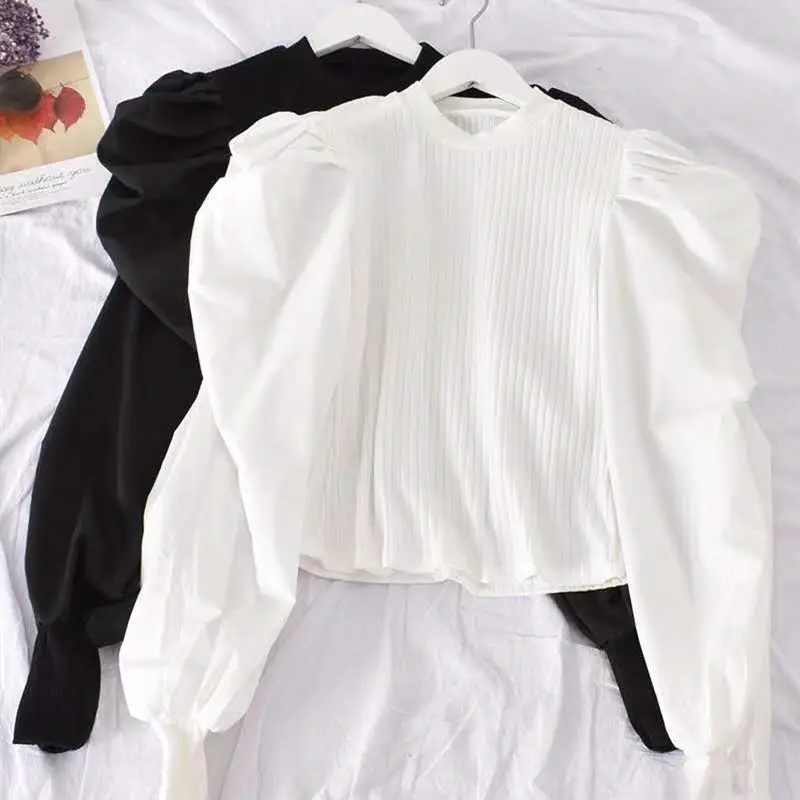 Korean Style Bubble Sleeve Top Yellow Women