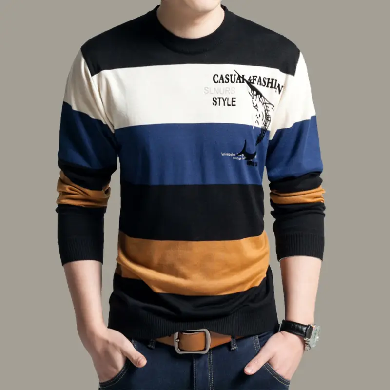 Men's Cartoon Printed Long Sleeve T-Shirt Black Red Orange - Image 20