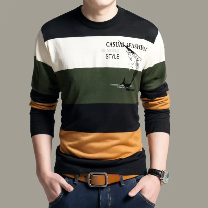 Men's Cartoon Printed Long Sleeve T-Shirt Black Red Orange - Image 21