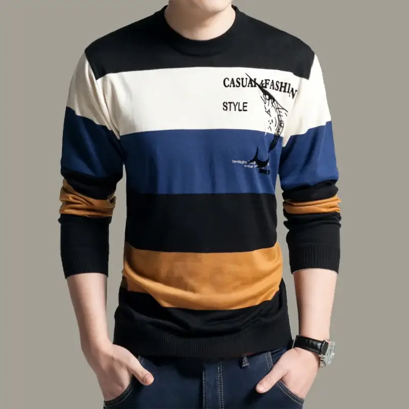 Men's Cartoon Printed Long Sleeve T-Shirt Black Red Orange - Image 13