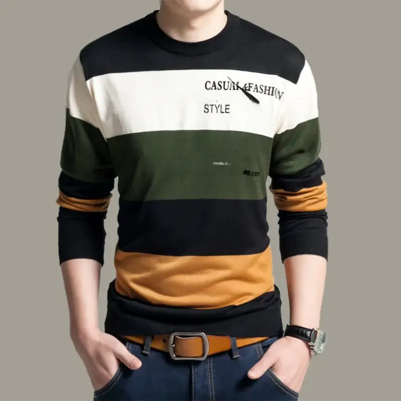 Men's Cartoon Printed Long Sleeve T-Shirt Black Red Orange - Image 8