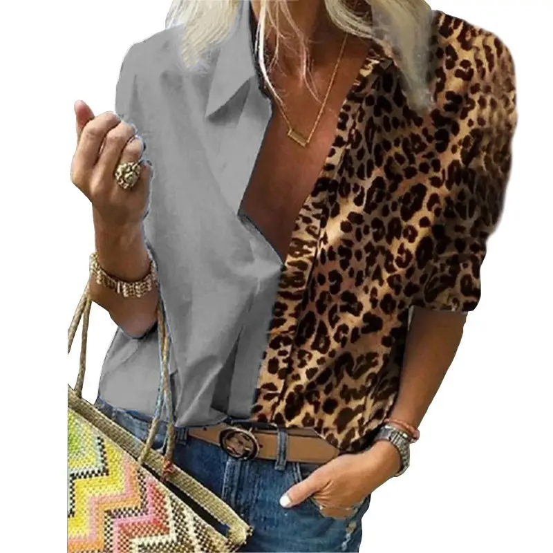 2022 Leopard Print Chiffon Long Sleeve Shirt - Image 10
