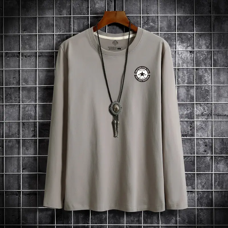 Men Grey Long Sleeve T-Shirt with Logo - Image 4