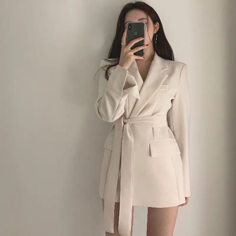 Women's Beige Blazer Slim Fit Jacket Suit 2026 - Image 6