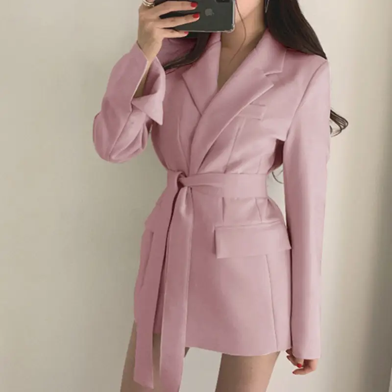 Women's Beige Blazer Slim Fit Jacket Suit 2026 - Image 2