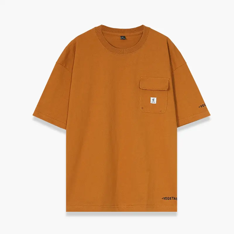 Summer Japanese Style Grey Cotton T-Shirt with Pocket - Image 4
