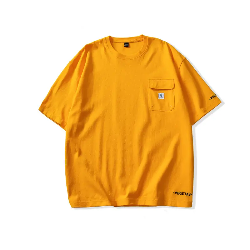Summer Japanese Style Grey Cotton T-Shirt with Pocket - Image 5