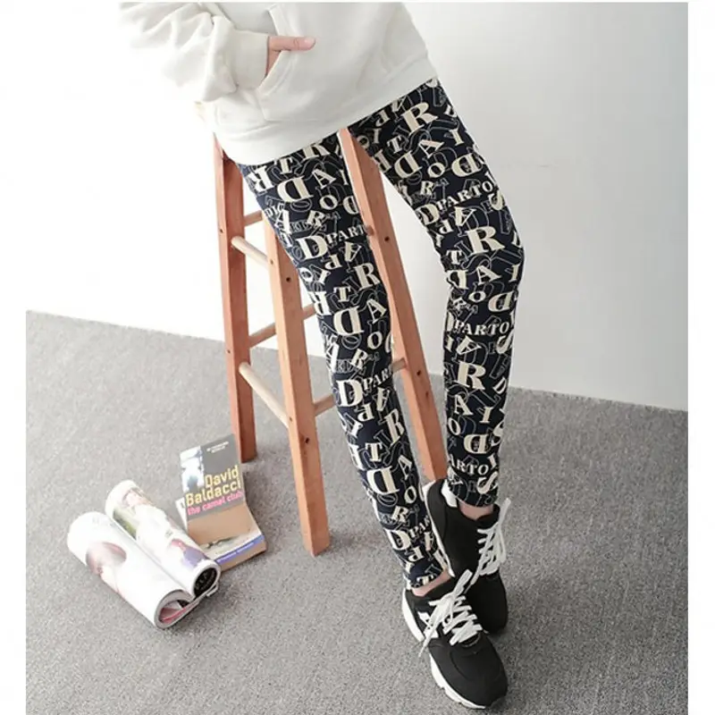 Women's Blue Floral Silk Leggings Spring Autumn Slim Fit - Image 10