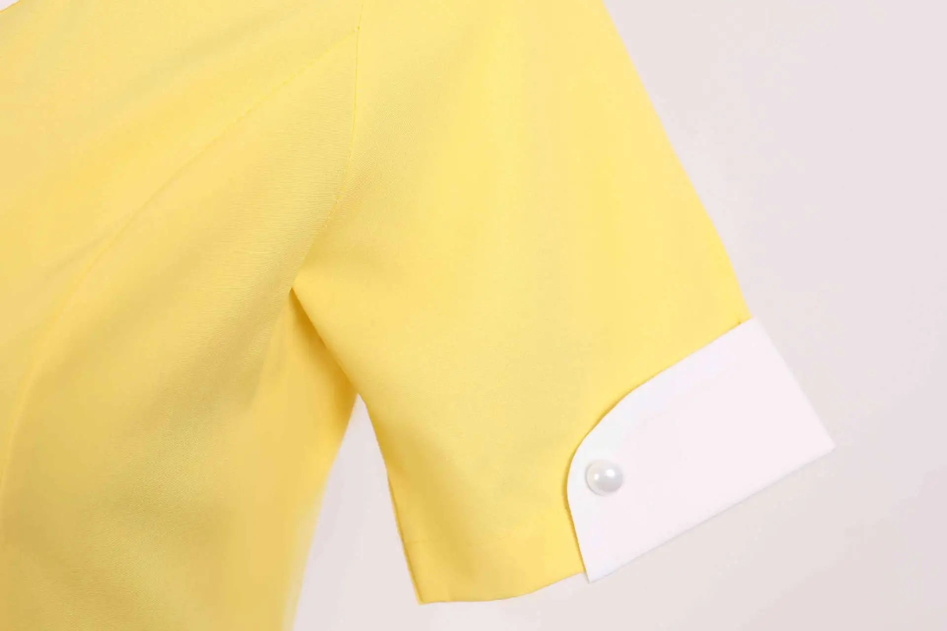Yellow Short-Sleeve Swing Dress for Women — feature 5