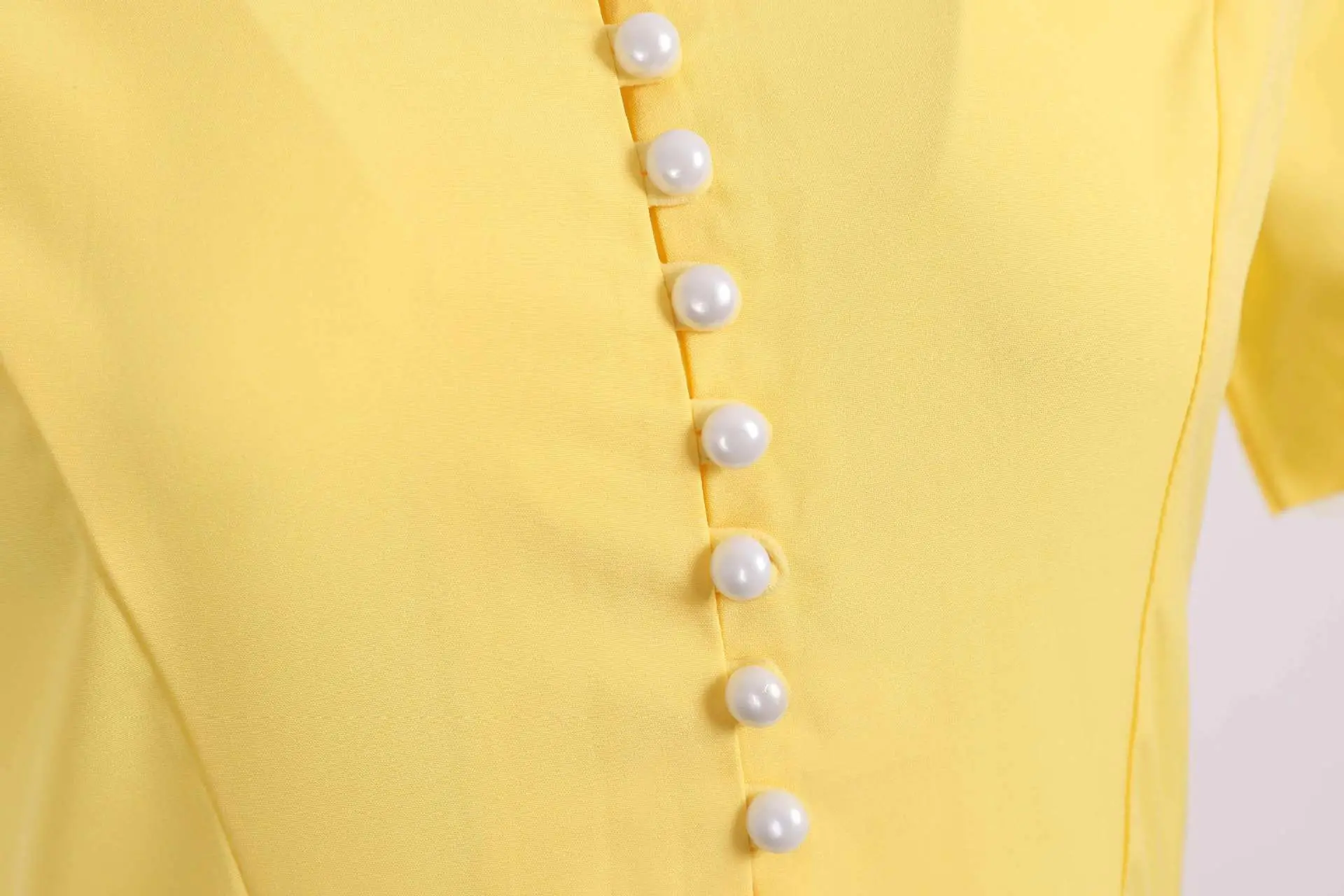 Yellow Short-Sleeve Swing Dress for Women — feature 6