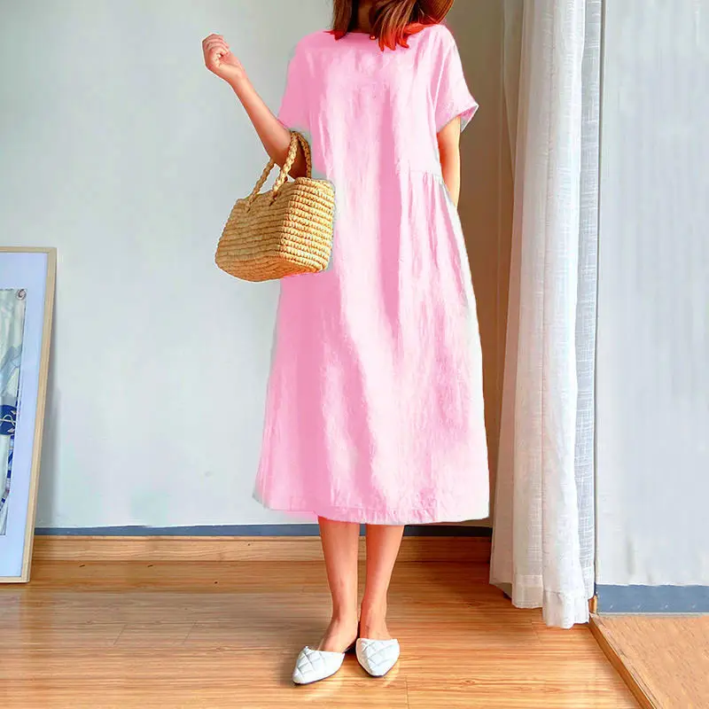 Pink Loose Skirt Dress for Women Summer 2022 - Image 8