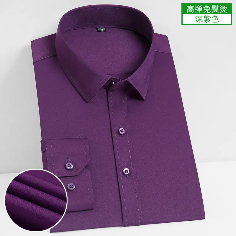 Men's Blue Stretch Slim Fit Business Shirt - Image 13