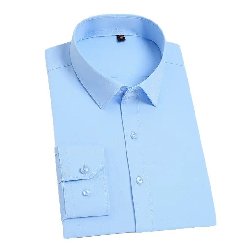 Men's Blue Stretch Slim Fit Business Shirt - Image 15