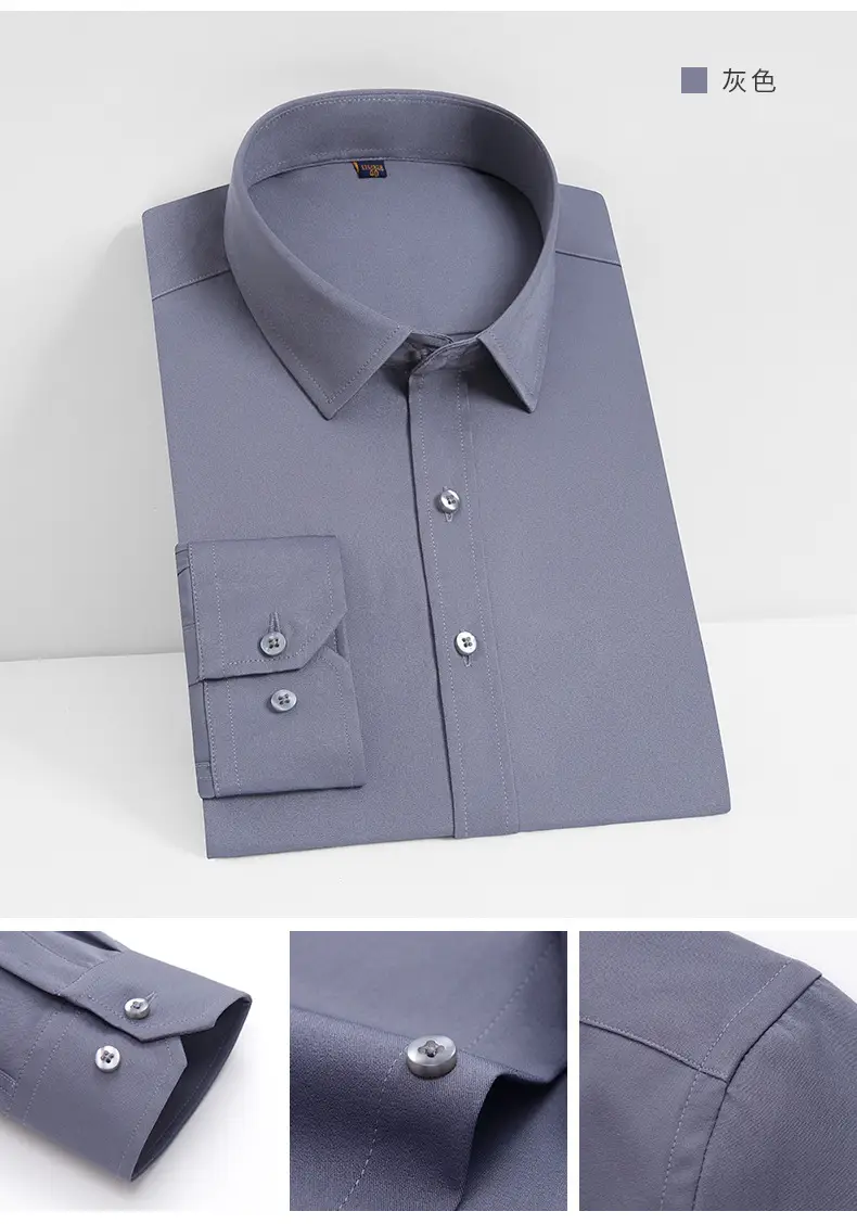 Men's Blue Stretch Slim Fit Business Shirt — feature 15