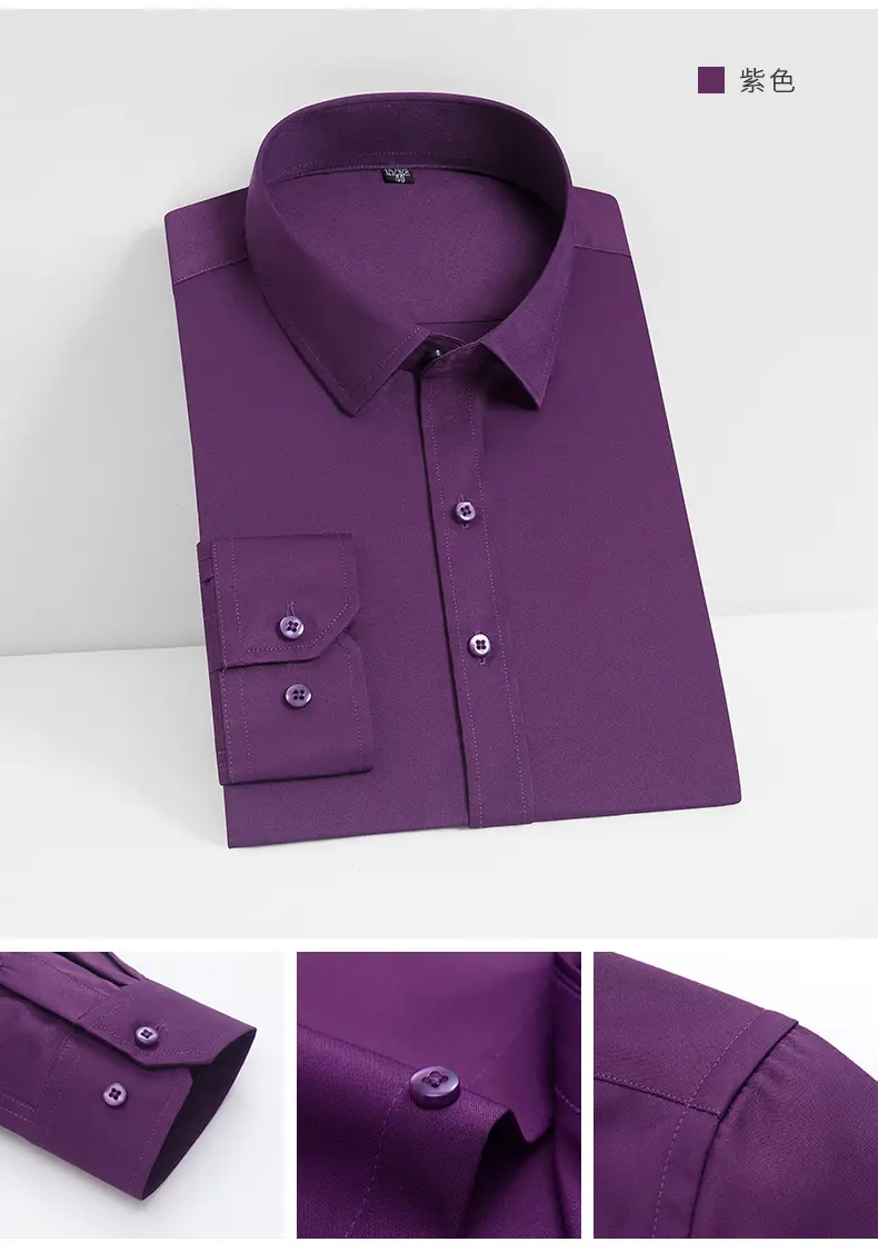 Men's Blue Stretch Slim Fit Business Shirt — feature 17