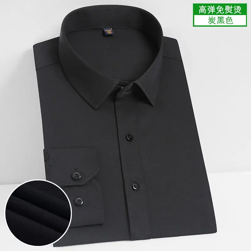 Men's Blue Stretch Slim Fit Business Shirt - Image 2