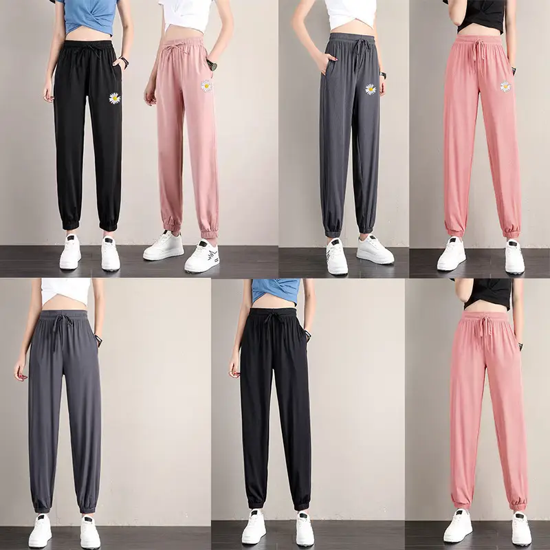 Pink Loose Jogger Pants Women Casual Summer - Image 5