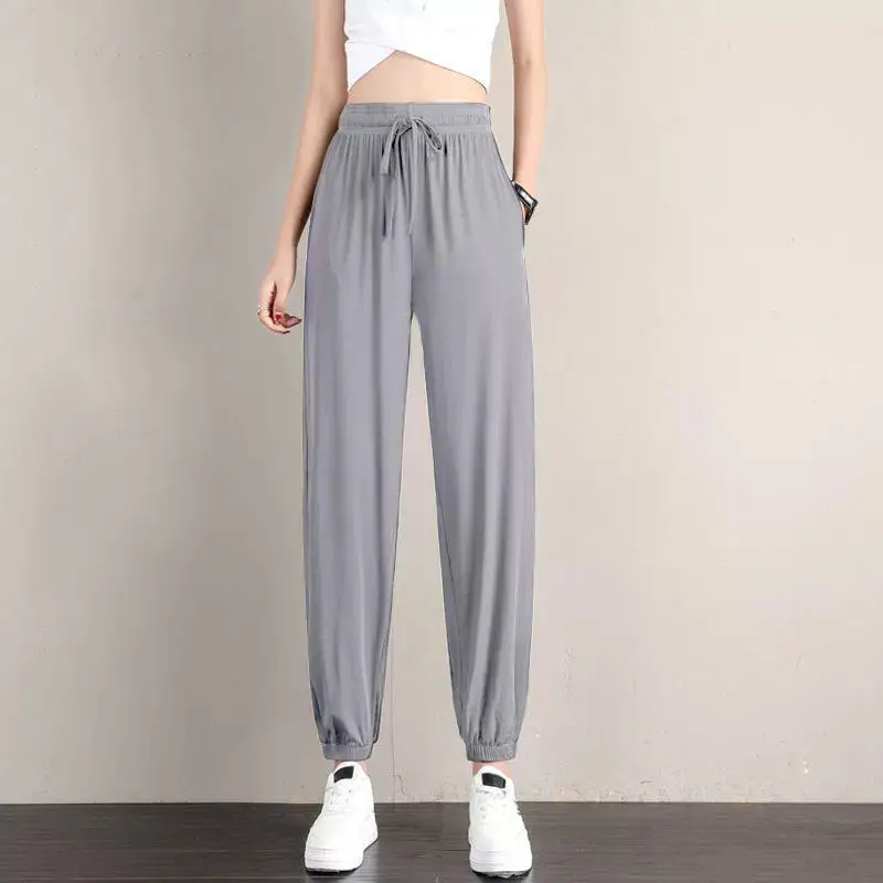Pink Loose Jogger Pants Women Casual Summer - Image 3
